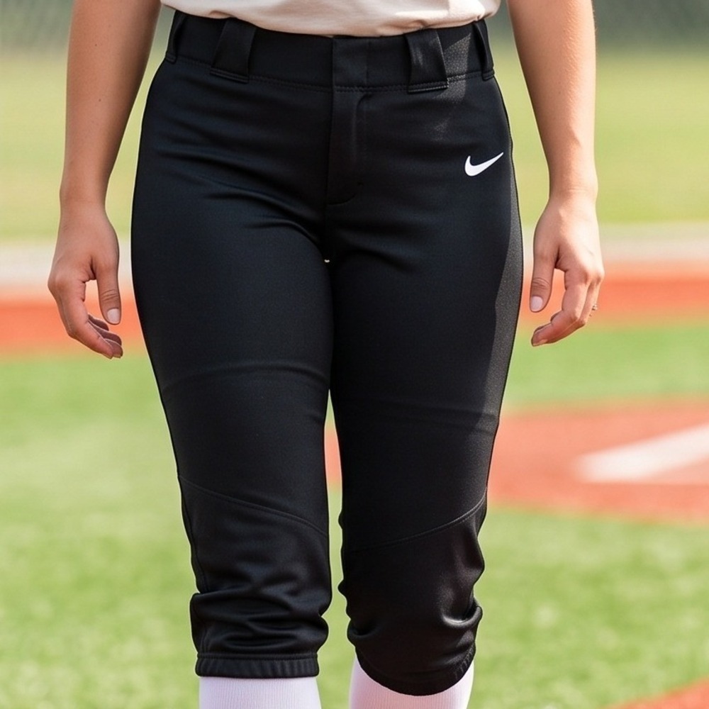 Nike Team Engineered Softball Pants Black White Swoosh Athletic Knickers M